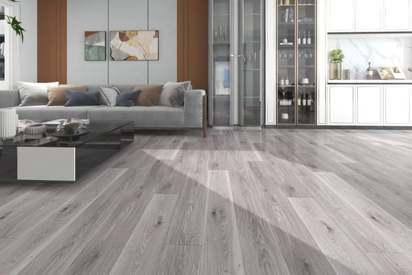 SPC vinyl plank flooring installed in a modern living room